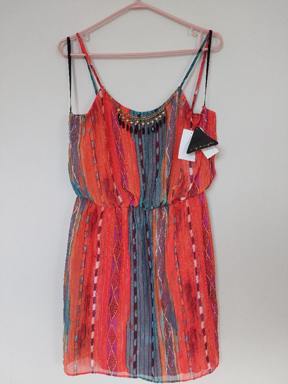 City Triangles Size L necklace-embellished Boho summer dress